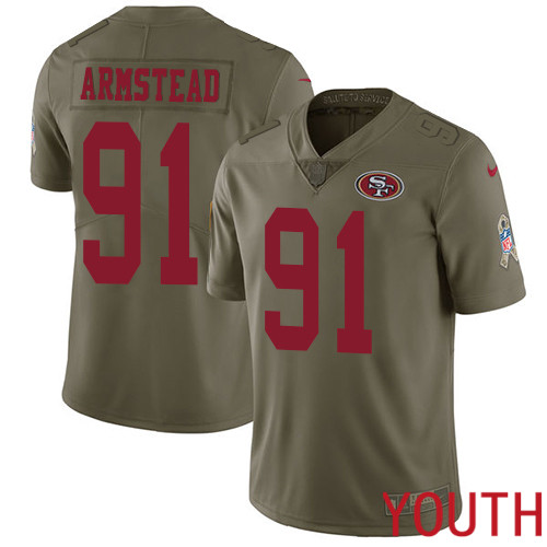San Francisco 49ers Limited Olive Youth Arik Armstead NFL Jersey 91 2017 Salute to Service